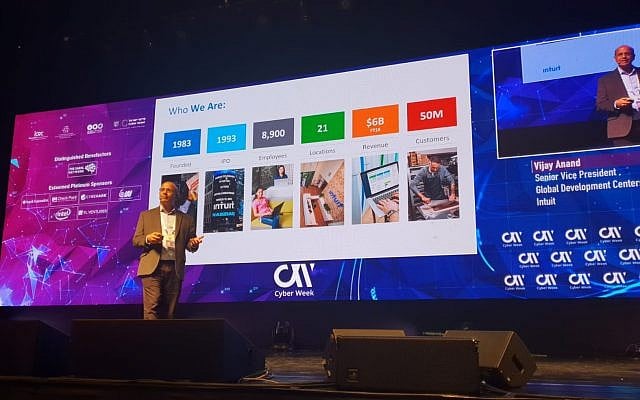 Vijay Anand, senior vice president of Global Development Centers at Intuit Inc. speaking at Cyber Week, on June 25, 2019 (Intuit) Vijay Anand, senior vice president of Global Development Centers at Intuit Inc. speaking at Cyber Week, on June 25, 2019 (Intuit)