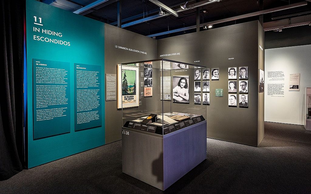 Anne Frank artifact case at the 'Auschwitz: Not Long Ago. Not Far Away' exhibition, 2019 (Museum of Jewish Heritage/John Halpern)