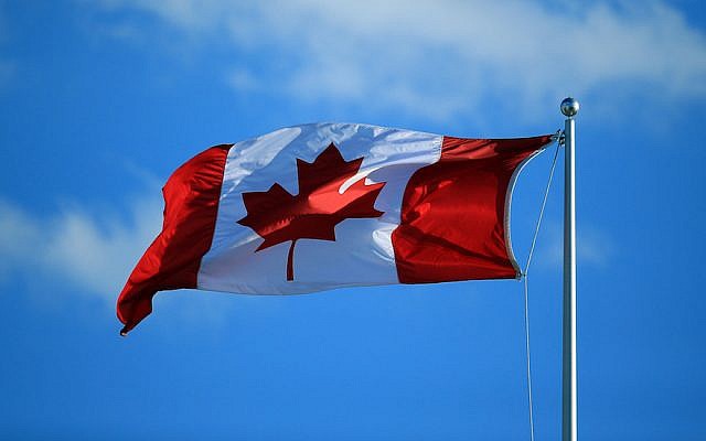 A Canadian flag flies in the wind on Center Court during Day 1 of the Rogers Cup at the Aviva Center on July 25, 2016 in Toronto, Ontario, Canada. (Vaughn Ridley/Getty Images/via JTA/File) A Canadian flag flies in the wind on Center Court during Day 1 of the Rogers Cup at the Aviva Center on July 25, 2016 in Toronto, Ontario, Canada. (Vaughn Ridley/Getty Images/via JTA/File)