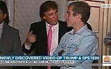 NBC News footage from November 1992 showing Donald Trump and Jeffrey Epstein at a party in Trump's Mar-a-Lago resort. (YouTube screen capture)
