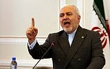 Iran's Foreign Minister Mohammad Javad Zarif speaks during a press conference in the Iranian capital Tehran on August 5, 2019. (AFP)