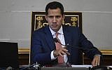 Venezuelan opposition leader and self-proclaimed acting president Juan Guaido takes part in a legislative session at the National Assembly in Caracas on August 13, 2019. (Federico Parra/AFP)