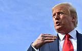 US President Donald Trump speaks to the press before boarding Air Force One at Morristown Municipal Airport in Morristown, New Jersey, on August 15, 2019. (Nicholas Kamm / AFP)