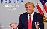 US President Donald Trump meets with Egyptian President Abdel-Fattah el-Sissi (out of shot) in Biarritz, southwest France on August 26, 2019, on the third day of the annual G7 Summit. (Nicholas Kamm/AFP)