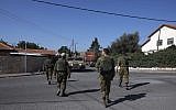 A picture taken on August 26, 2019, shows Israeli soldiers patrolling near the northern Israeli town of Avivim, close to the border with Lebanon. (JALAA MAREY / AFP)