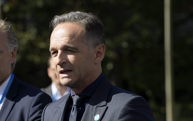 German Foreign Minister Heiko Maas speak to journalists as he arrives for the Informal Meeting of EU Foreign Ministers in Helsinki, Finland on August 29, 2019. (Markku Ulander/Lehtikuva / AFP) German Foreign Minister Heiko Maas speak to journalists as he arrives for the Informal Meeting of EU Foreign Ministers in Helsinki, Finland on August 29, 2019. (Markku Ulander/Lehtikuva / AFP)