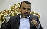 Ahmad al-Assadi, an Iraqi parliamentarian and leading member of the Popular Mobilization Forces, speaks during an interview in Baghdad on August 29, 2019 (Ahmad Al-Rubaye/AFP)