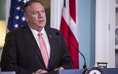 US Secretary of State Mike Pompeo speaks during a joint press event at the State Department on August 7, 2019 in Washington, DC. (Zach Gibson/Getty Images/AFP)