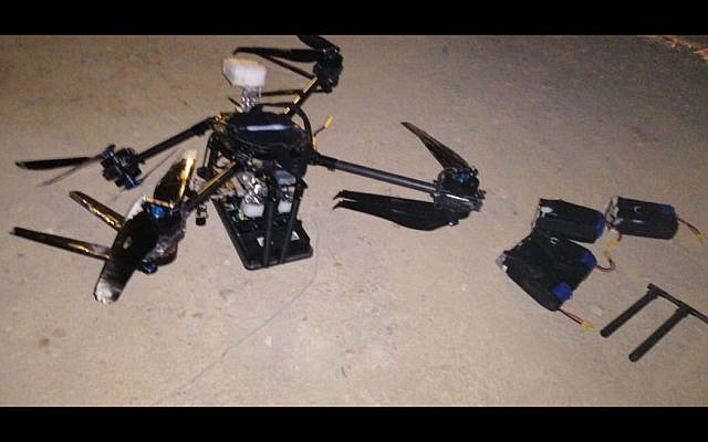 A drone that crashed in the Lebanese capital of Beirut on August 25, 2019. (Lebanese state media)