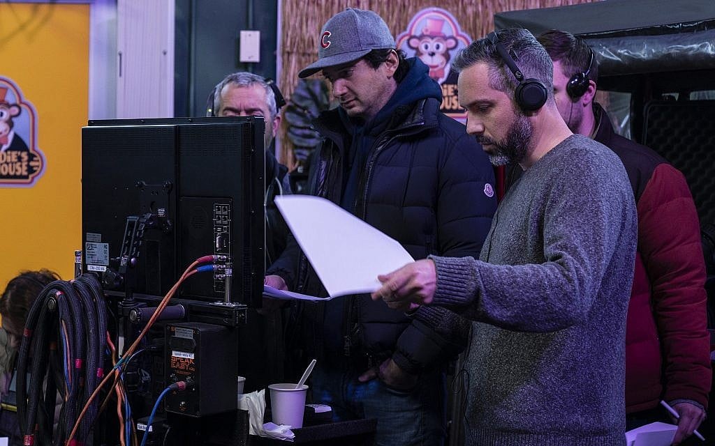 Gene Stupnitsky, in Cubs hat, and Lee Eisenberg on the set of 'Good Boys.' (Ed Araquel/Universal Pictures/via JTA) Gene Stupnitsky, in Cubs hat, and Lee Eisenberg on the set of 'Good Boys.' (Ed Araquel/Universal Pictures/via JTA)