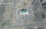 A satellite image from Planet Labs Inc., that has been annotated by experts at the James Martin Center for Nonproliferation Studies at the Middlebury Institute of International Studies in California, shows activity at the Imam Khomeini Space Center in Iran's Semnan province. Iran appears to be preparing to attempt another satellite launch after twice failing this year to put one in orbit, August 9, 2019. (Planet Labs Inc, Middlebury Institute of International Studies via AP)