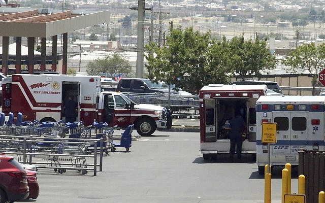Ambulances stage in the parking near the scene of a shooting at a shopping mall in El Paso, Texas, on Saturday, Aug. 3, 2019 (AP Photo/Rudy Gutierrez) Ambulances stage in the parking near the scene of a shooting at a shopping mall in El Paso, Texas, on Saturday, Aug. 3, 2019 (AP Photo/Rudy Gutierrez)
