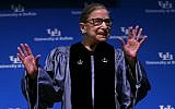 Supreme Court Associate Justice Ruth Bader Ginsburg speaks about her work and gender equality following a ceremony granting her a SUNY Honorary Degree from the University at Buffalo, August 26, 2019, in Buffalo, New York (AP Photo/Jeffrey T. Barnes)