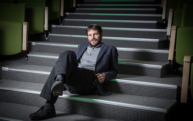 Bezalel Smotrich sitting casually in the Knesset, on April 12, 2016. (Hadas Parush/Flash90) Bezalel Smotrich sitting casually in the Knesset, on April 12, 2016. (Hadas Parush/Flash90)