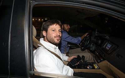 National Union party head Bezalel Smotrich arrives for a meeting with Prime Minister Benjamin Netanyahu, at the Prime Minister's Office in Jerusalem, on May 26, 2019. (Noam Revkin Fenton/Flash90)