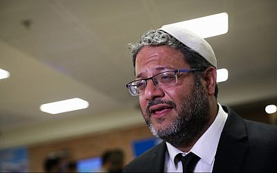 Otzma Yehudit's Itamar Ben Gvir speaks to reporters at the Knesset before his far-right party submits its electoral slate to the Central Elections Committee on August 1, 2019. (Noam Revkin Fenton/Flash90)