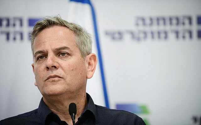 Democratic Camp leader Nitzan Horowitz, at a press conference in Tel Aviv, August 12, 2019. (Tomer Neuberg/Flash90) Democratic Camp leader Nitzan Horowitz, at a press conference in Tel Aviv, August 12, 2019. (Tomer Neuberg/Flash90)