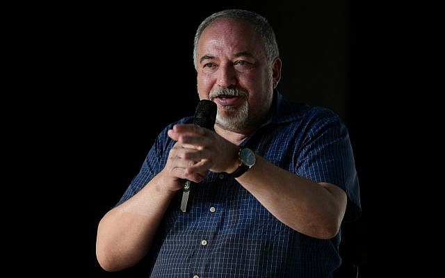 Yisrael Beytenu Avigdor Liberman speaks at a cultural event in the central town of Shoham on August 24, 2019. (Tomer Neuberg/Flash90) Yisrael Beytenu Avigdor Liberman speaks at a cultural event in the central town of Shoham on August 24, 2019. (Tomer Neuberg/Flash90)