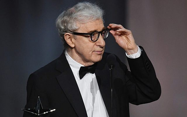 Woody Allen onstage during the American Film Institute's Life Achievement Award Gala for Diane Keaton at the Dolby Theatre in Hollywood, California, June 8, 2017. (Kevin Winter/Getty Images via JTA) Woody Allen onstage during the American Film Institute's Life Achievement Award Gala for Diane Keaton at the Dolby Theatre in Hollywood, California, June 8, 2017. (Kevin Winter/Getty Images via JTA)