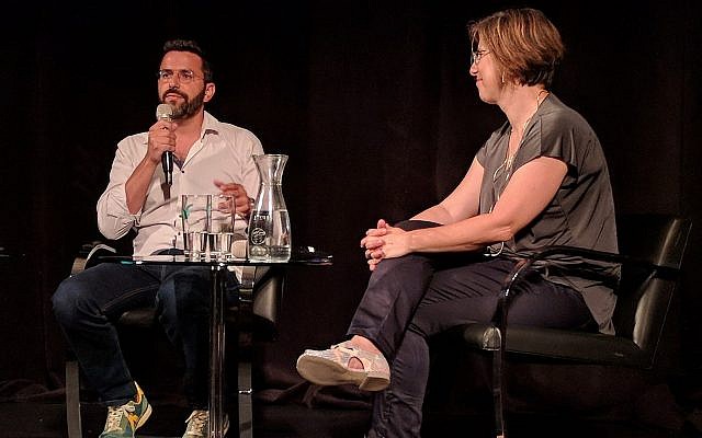 'Shababnikim' creator Eliran Malka is interviewed by Times of Israel culture writer Jessica Steinberg for a Times of Israel Presents event at Beit Avi Chai on August 25, 2019 (Courtesy Matthew Kalman) 'Shababnikim' creator Eliran Malka is interviewed by Times of Israel culture writer Jessica Steinberg for a Times of Israel Presents event at Beit Avi Chai on August 25, 2019 (Courtesy Matthew Kalman)