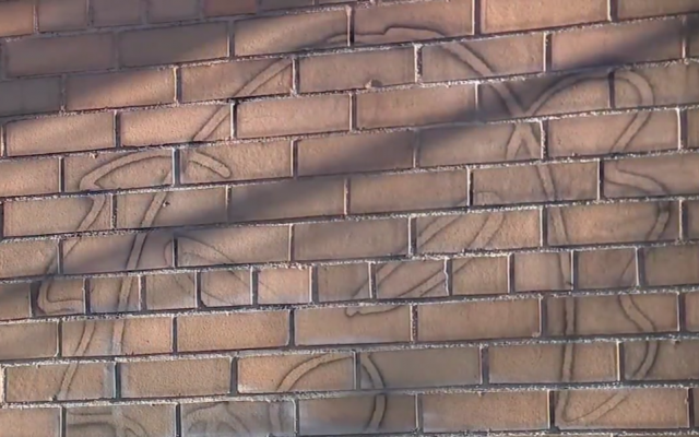The Mesivtha Tifereth Jerusalem of America building was vandalized with spray-painted symbols. (Screenshot from WABC) The Mesivtha Tifereth Jerusalem of America building was vandalized with spray-painted symbols. (Screenshot from WABC)