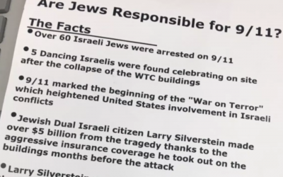 Part of the flyer found at multiple locations in Novato, Calif. (Matt Elkins/J. The Jewish News of Northern California via JTA)
