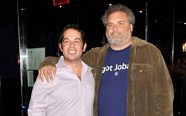 David Kimowitz, left, with comedian Artie Lange, attends the grand opening of The Stand comedy club in New York City, September 20, 2012. (Michael N. Todaro/Getty Images via JTA) David Kimowitz, left, with comedian Artie Lange, attends the grand opening of The Stand comedy club in New York City, September 20, 2012. (Michael N. Todaro/Getty Images via JTA)
