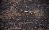 A felled tree lies surrounded by charred tree fragments on a field left scorched by wildfires near Porto Velho, Brazil, Aug. 23, 2019. (AP Photo/Victor R. Caivano)