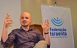 Andre Lajst during a lecture in Porto Alegre, Brazil, on Dec. 4, 2017. (Courtesy of the Rio Grande do Sul Jewish Federation via JTA)