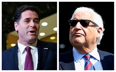 Left, Israeli Ambassador to the US, Ron Dermer (AP/Carolyn Kaster); right, US Ambassador to Israel, David Friedman (AP/Ariel Schalit).
