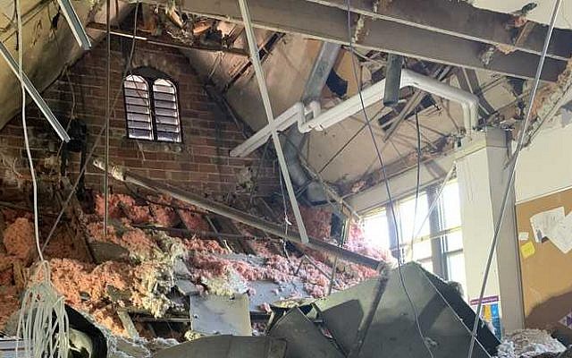 The inside of the Milwaukee Jewish Day School after its roof collapsed on August 23, 2019. (North Shore Fire Department) The inside of the Milwaukee Jewish Day School after its roof collapsed on August 23, 2019. (North Shore Fire Department)