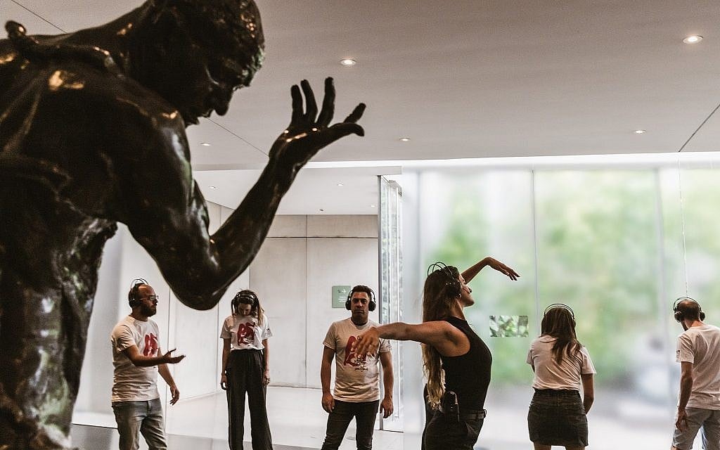 Actress Rona Lee Shim'on demonstrates to her audience how to move with a Rodin sculpture, in 'Moved by Art,' a new program at the Israel Museum (Courtesy Barak Aharon) Actress Rona Lee Shim'on demonstrates to her audience how to move with a Rodin sculpture, in 'Moved by Art,' a new program at the Israel Museum (Courtesy Barak Aharon)
