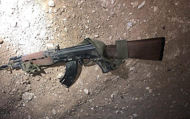 A photo of an AK-47 carried by four Palestinians who attempted to infiltrate into Israel through the border fence with Gaza, August 10, 2019. (Israel Defense Forces) A photo of an AK-47 carried by four Palestinians who attempted to infiltrate into Israel through the border fence with Gaza, August 10, 2019. (Israel Defense Forces)