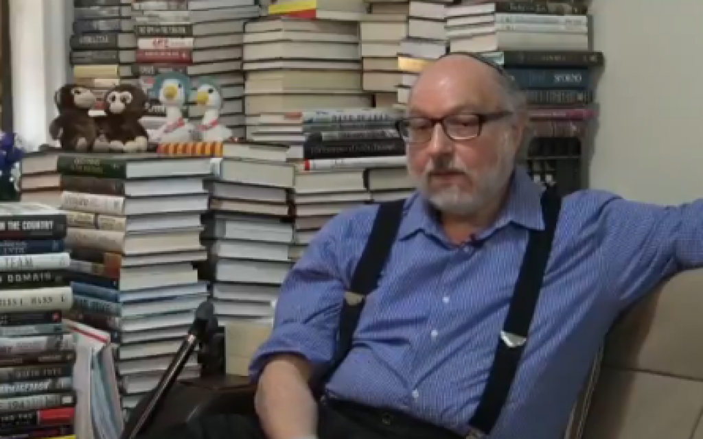 Jonathan Pollard speaks to Channel 12 at his home. (Screen capture/Channel 12)