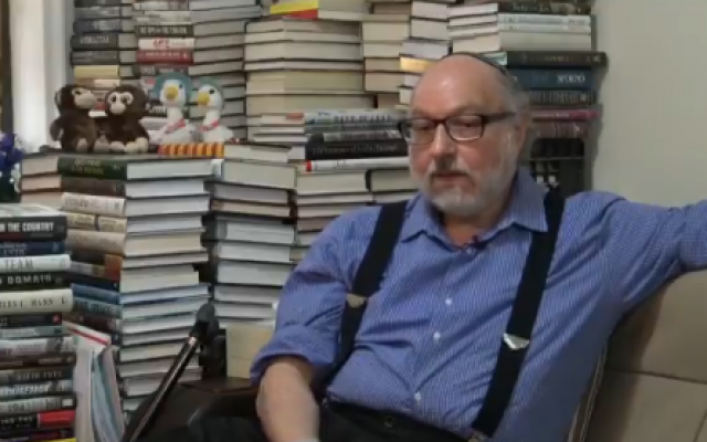 Jonathan Pollard speaks to Channel 12 at his home. (Screen capture/Channel 12)