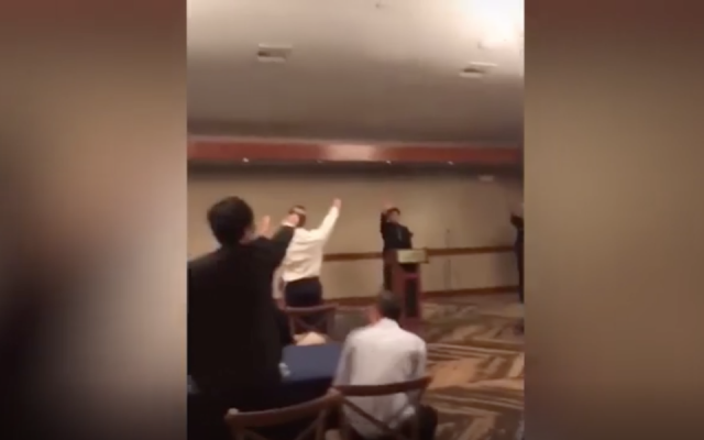 Members of the boys' water polo team at Pacifica High School in Garden Grove, California, give a Nazi salute in a video from 2018. (Instagram/Daily Beast/via JTA) Members of the boys' water polo team at Pacifica High School in Garden Grove, California, give a Nazi salute in a video from 2018. (Instagram/Daily Beast/via JTA)