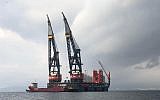 A marine crane vessel en route to Israel to set up the Leviathan natural gas platform  9.7 km (6 miles) from the popular Dor Beach, north of Caesarea. (Noble Energy)