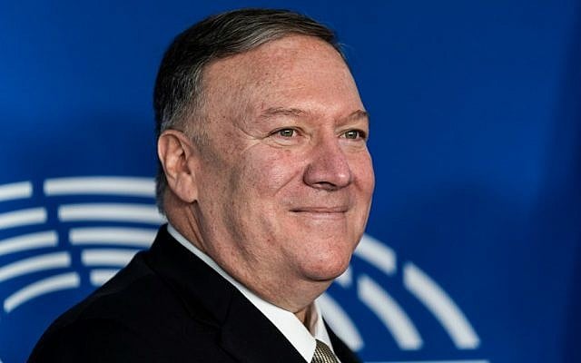 US Secretary of State Mike Pompeo arrives for a meeting at the European Parliament in Brussels for on September 3, 2019. (Kenzo Tribouillard/AFP) US Secretary of State Mike Pompeo arrives for a meeting at the European Parliament in Brussels for on September 3, 2019. (Kenzo Tribouillard/AFP)