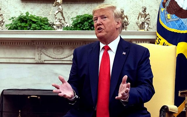 US President Donald Trump speaks to reporters in the Oval Office at the White House in Washington, on September 11, 2019. (Nicholas Kamm/AFP) US President Donald Trump speaks to reporters in the Oval Office at the White House in Washington, on September 11, 2019. (Nicholas Kamm/AFP)
