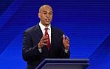 Illustrative: New Jersey Senator Cory Booker speaks during the third Democratic presidential primary debate at Texas Southern University in Houston, Texas, on September 12, 2019. (Robyn Beck/AFP)