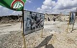 Pictures of past inmates are lined up at the entrace of the former Israeli-run prison of Khiam (Khiyam) on the Lebanese-Israeli border, on September 15, 2019. (JOSEPH EID/AFP)