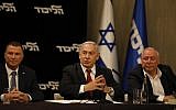 Prime Minister Benjamin Netanyahu speaks during a Likud party faction meeting in Jerusalem on September 18, 2019. (Menahem Kahana/AFP)