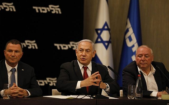 Prime Minister Benjamin Netanyahu speaks during a Likud party faction meeting in Jerusalem on September 18, 2019. (Menahem Kahana/AFP) Prime Minister Benjamin Netanyahu speaks during a Likud party faction meeting in Jerusalem on September 18, 2019. (Menahem Kahana/AFP)