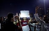Egyptian protesters shout calling for the removal of President Abdel-Fattah el-Sissi in Cairo's downtown on September 20, 2019. (STR/AFP)