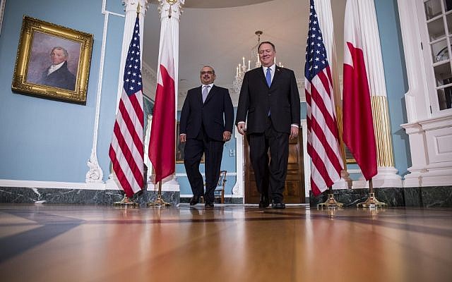 US Secretary of State Mike Pompeo (R) arrives with Crown Prince of Bahrain Salman Bin Hamad Al Khalifa at the State Department on September 17, 2019, in Washington, DC. (Zach Gibson/Getty Images/AFP) US Secretary of State Mike Pompeo (R) arrives with Crown Prince of Bahrain Salman Bin Hamad Al Khalifa at the State Department on September 17, 2019, in Washington, DC. (Zach Gibson/Getty Images/AFP)