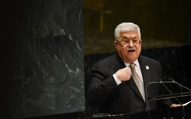 Palestinian Authority President Mahmoud Abbas speaks at the 74th United Nations General Assembly at United Nations Headquarters on September 26, 2019 in New York City. (Stephanie Keith/Getty Images/AFP) Palestinian Authority President Mahmoud Abbas speaks at the 74th United Nations General Assembly at United Nations Headquarters on September 26, 2019 in New York City. (Stephanie Keith/Getty Images/AFP)
