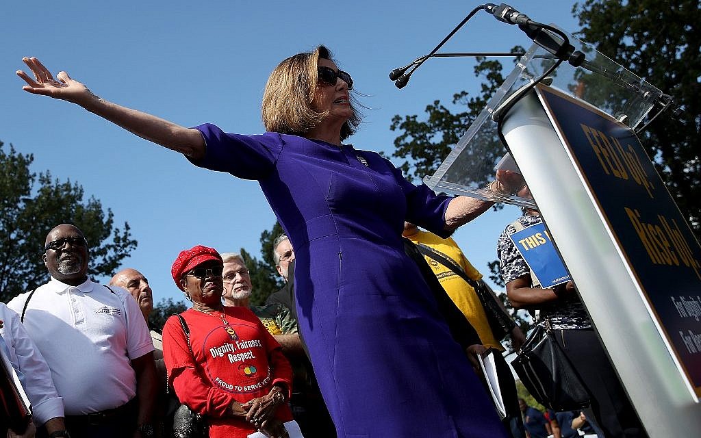 US House Speaker Nancy Pelosi (D-CA) speaks at a labor rally held by the AFL-CIO for government employees outside the U.S. Capitol September 24, 2019 in Washington, DC. (Win McNamee/Getty Images/AFP)
