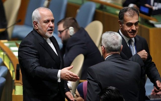 Iranian Foreign Affairs Minister Mohammad Javad Zarif attends the 74th United Nations General Assembly on September 25, 2019 in New York City. (Spencer Platt/Getty Images/AFP) Iranian Foreign Affairs Minister Mohammad Javad Zarif attends the 74th United Nations General Assembly on September 25, 2019 in New York City. (Spencer Platt/Getty Images/AFP)