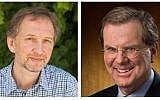 The Times of Israel founding editor David Horovitz (left) and David Harris, executive director of the American Jewish Committee. (courtesy)