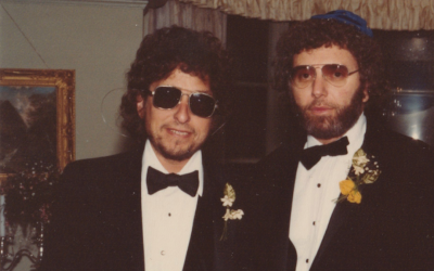 Bob Dylan, left, was the best man at his friend Louie Kemp's wedding. (Courtesy of Louis Kemp/via JTA)